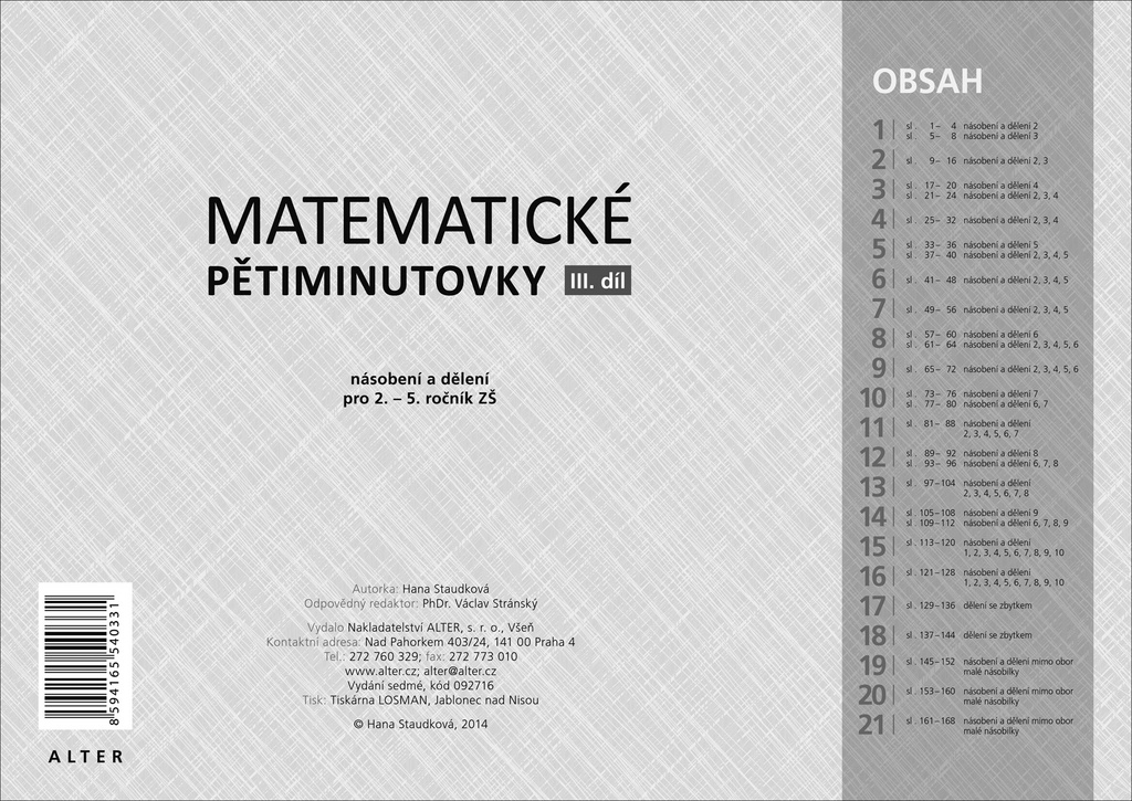 Matematické pětiminutovky 3. díl - Hana Staudková