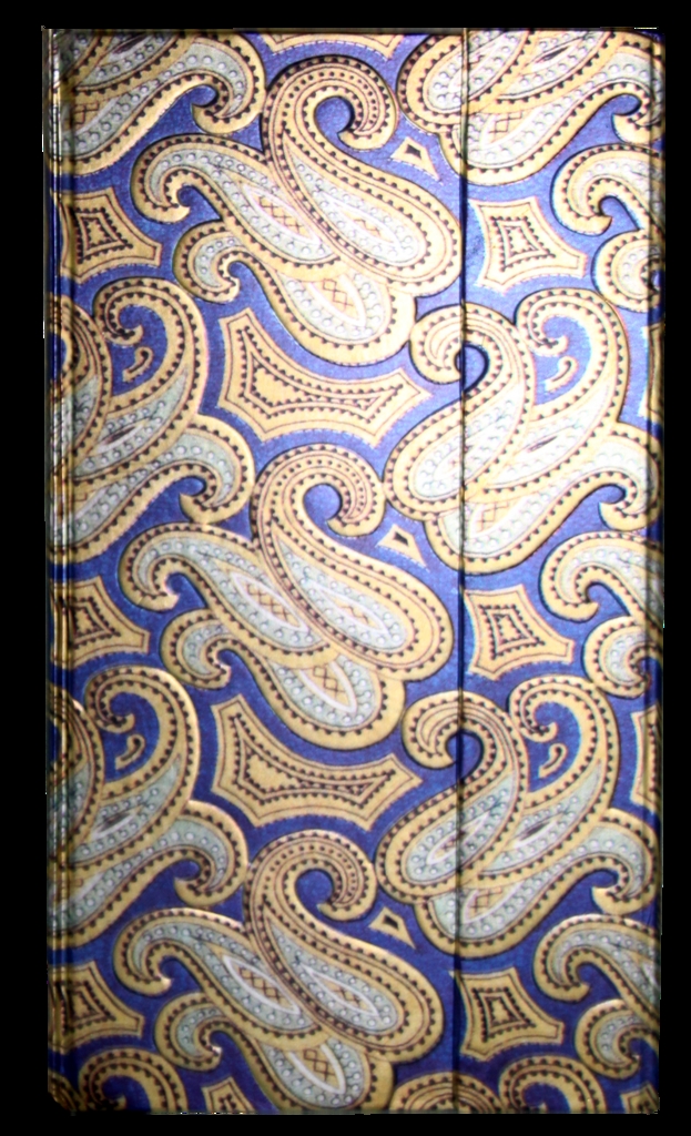 Zápisník s magnetickou klopou 100x180 mm modrý se zlatostříbrným ornamentem