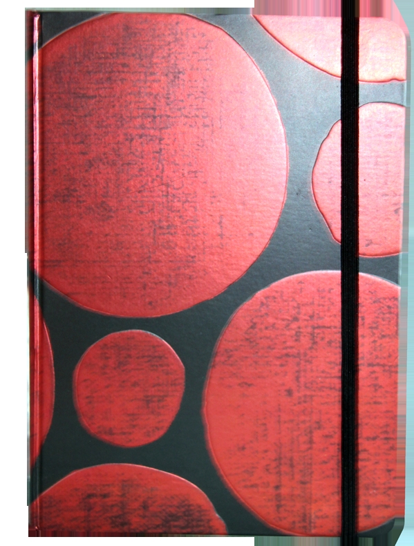 Zápisník s gumičkou A5 145x210 mm černý s červenými koly