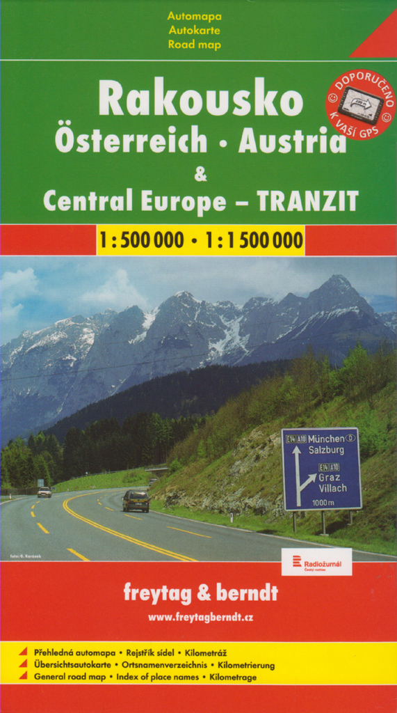 Automapa Rakousko a Střední Evropa tranzit 1:500 00/1:1 500
