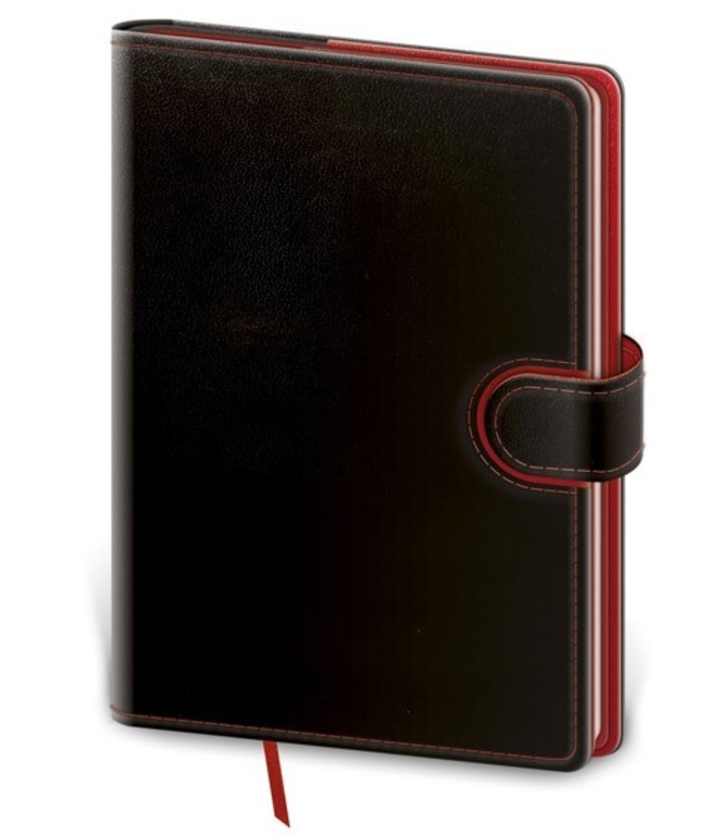 Zápisník Flip L linkovaný černo/červený