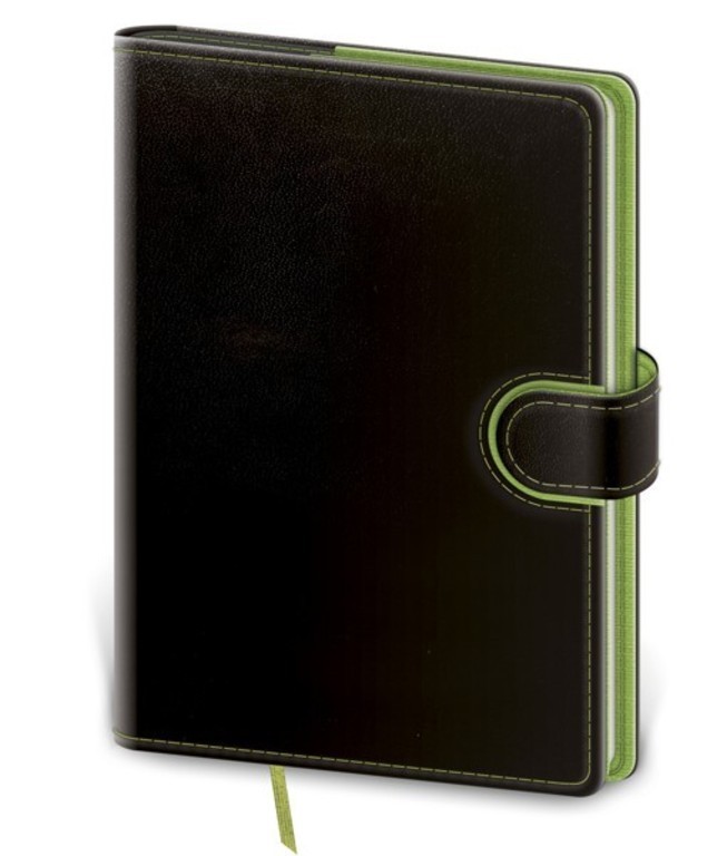 Zápisník Flip L linkovaný černo/zelený