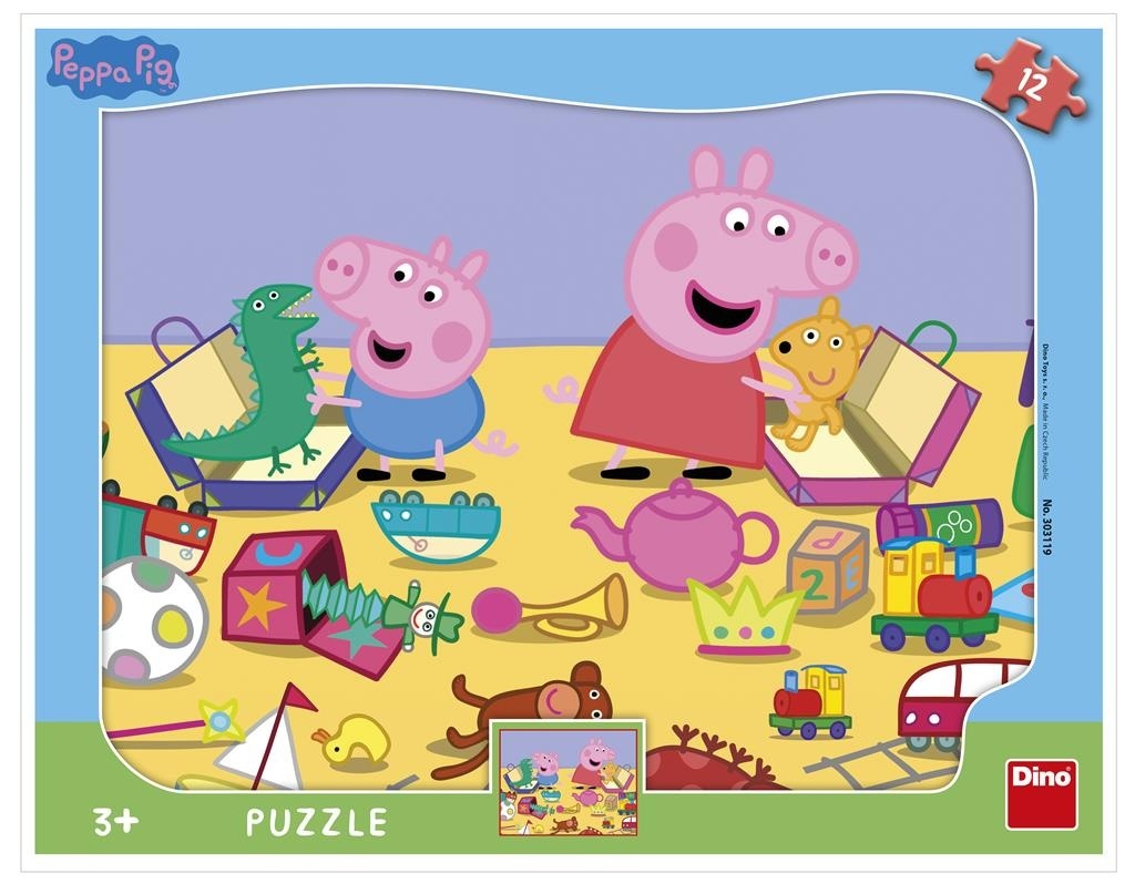Puzzle 12 Peppa Pig si hraje deskové tvary