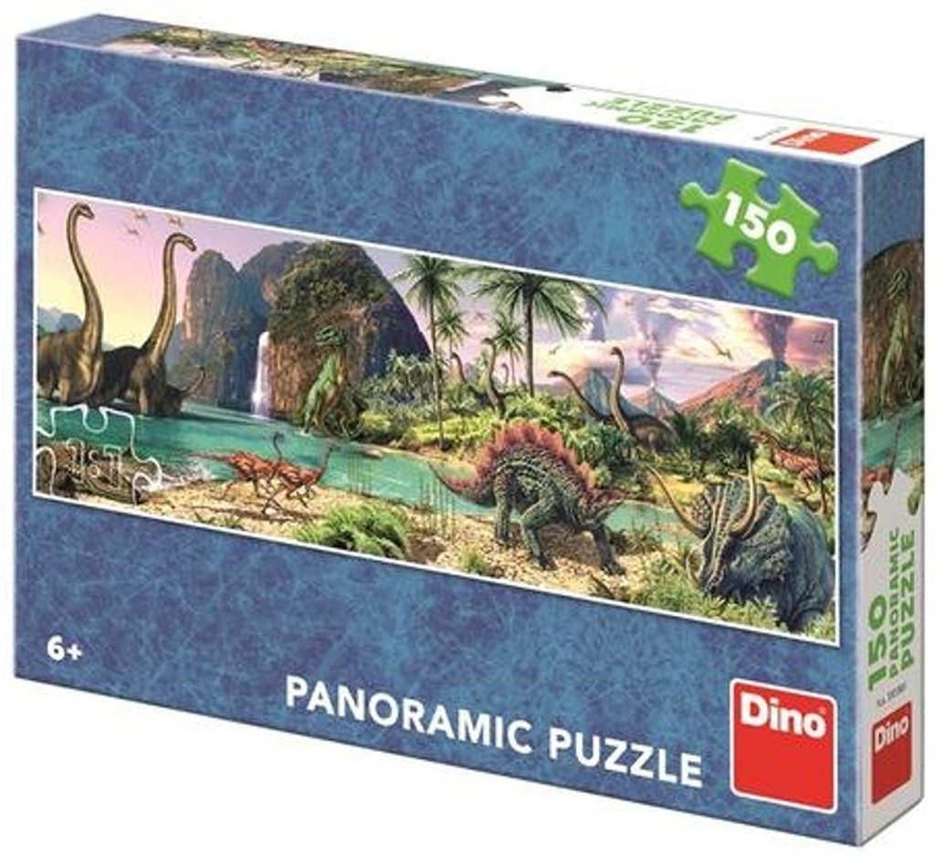 Puzzle 150 Dinosauři u jezera panoramic