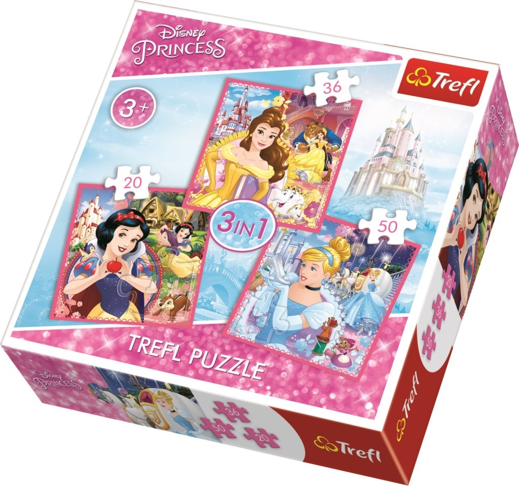 Puzzle Disney princezny Kouzelný svět 3v1