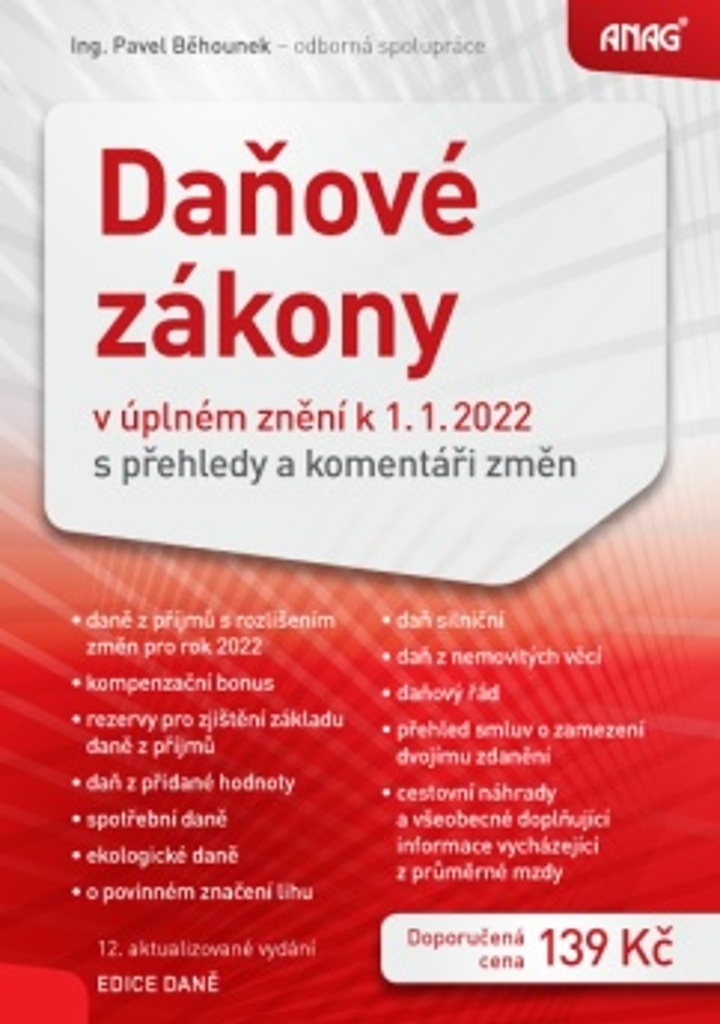 Daňové zákony v úplném znění k 1. 1. 2022 - Pavel Běhounek