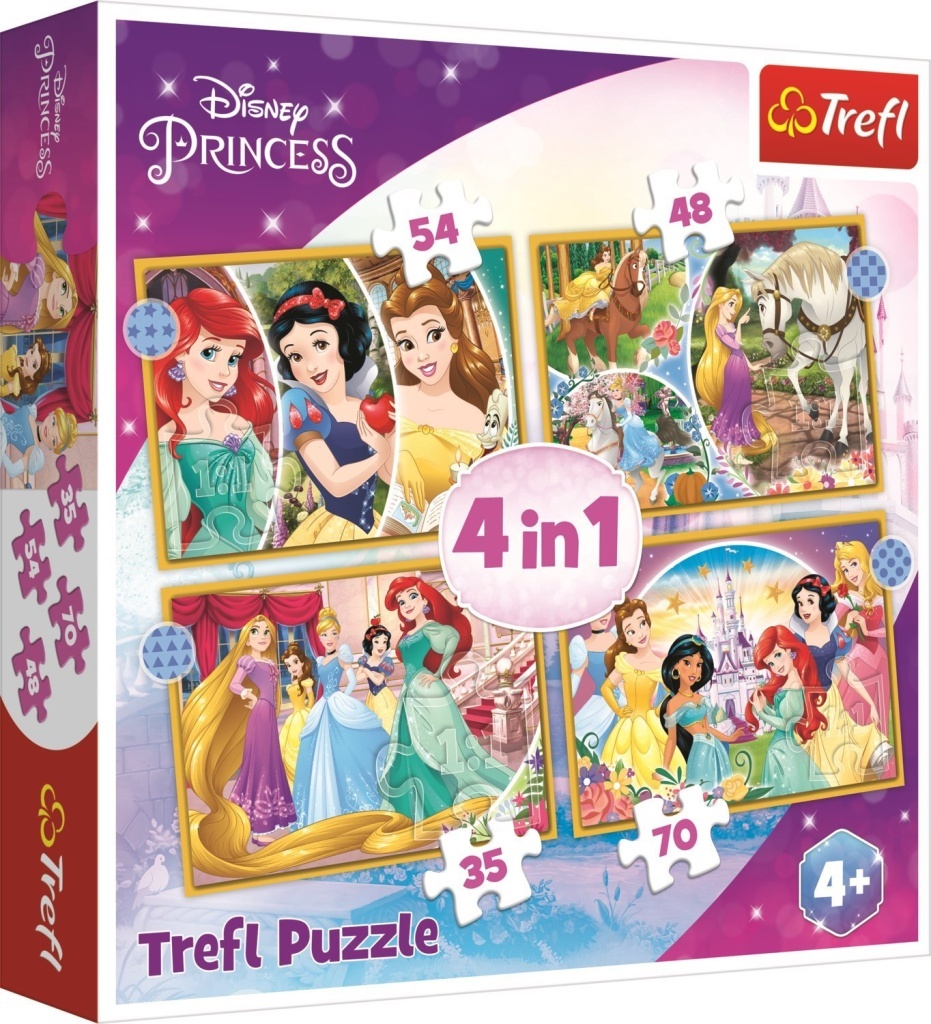 Puzzle Disney princezny: Šťastný den 4v1