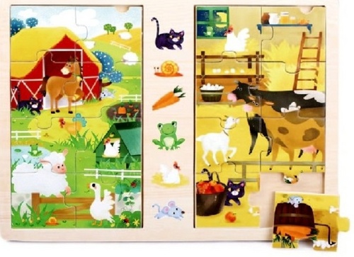 Dřevěné puzzle Na vesnici