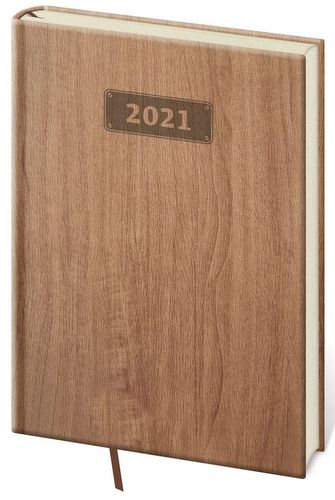 Diář 2021 týdenní A5 Wood - světle hnědá