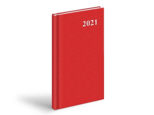 Diář 2021 T806 PVC Red 90x170 mm