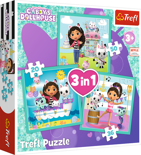Puzzle Gábinin kouzelný domek Gábinčiny činnosti 3v1 (20,36,50 dílků)